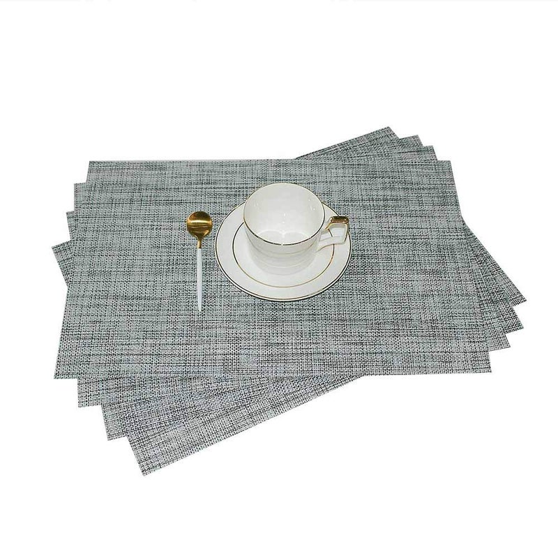 GIVERARE Placemats Set of 4, Heat-Resistant Woven Vinyl Place Mat, Non-Slip Washable PVC Table Mats, Easy to Clean Premium Plastic at for Dining, Kitchen Table (Smoky Gray) - Image 1